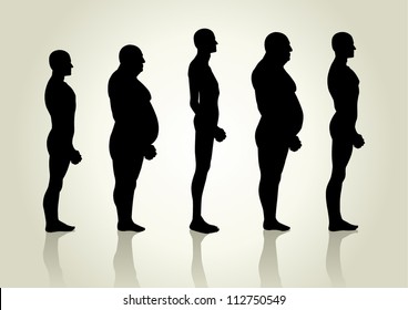 Silhouette illustration of men figure from side view