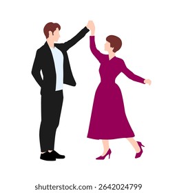 Silhouette illustration of men and women dancing ballroom