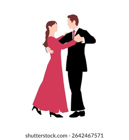 Silhouette illustration of men and women dancing ballroom