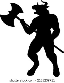 Silhouette illustration of a Minotaur with an ax