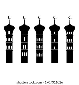 silhouette illustration of mosque minarets. additional to the design of of the Ramadan kareem, Eid al-Fitr and Eid al-Adha. vector