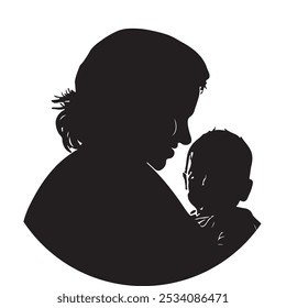 Silhouette illustration of a mother holding her child	
