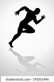 Silhouette Illustration Of A Muscular Male Figure Off To A Fast Start 