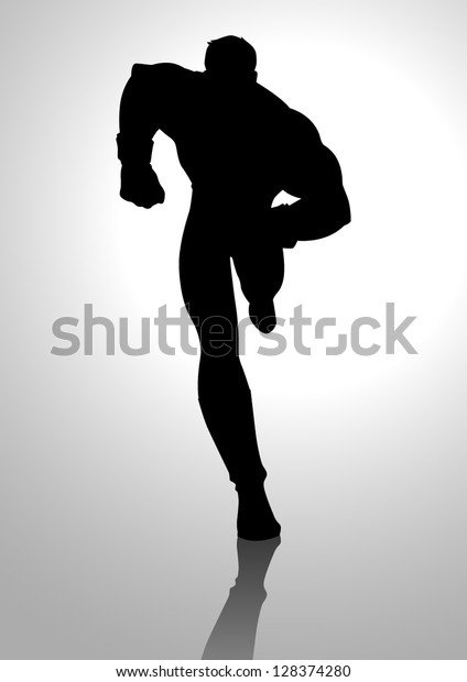 筋肉質の男性が走る姿のシルエットイラスト のベクター画像素材 ロイヤリティフリー