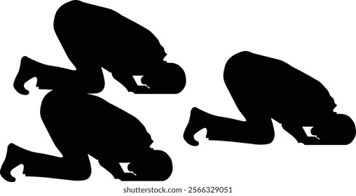 the silhouette illustration of muslim is praying 