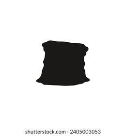 silhouette illustration of an open sack for stamp sign, icon or logo
