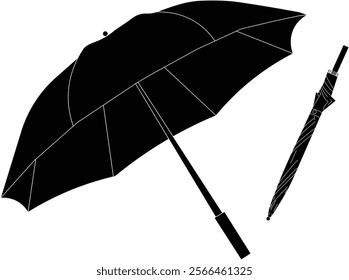 the silhouette illustration of open umbrella and close umbrella.