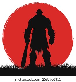 silhouette illustration of orc warrior 