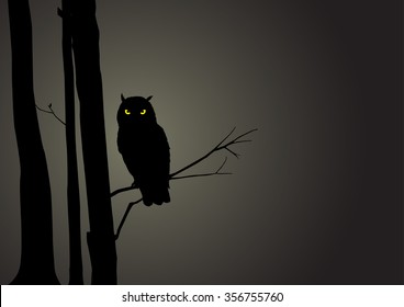 Silhouette illustration of an owl