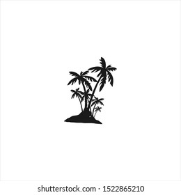 Silhouette and illustration palm tree with black color logo design, vector , stock image
