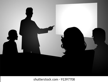 Silhouette Illustration Of People Having A Meeting