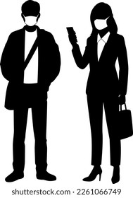 Silhouette illustration of people wearing masks
