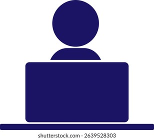 Silhouette illustration of a person operating a computer.