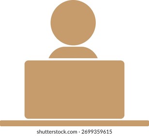 Silhouette illustration of a person operating a computer.