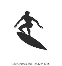 silhouette illustration of a person surfing in the sea