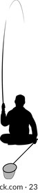 Silhouette illustration of a person who fishes herabuna