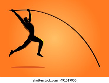 Silhouette illustration of a pole vault athlete