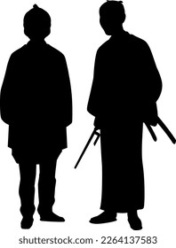 Silhouette illustration of a police officer in the Edo period