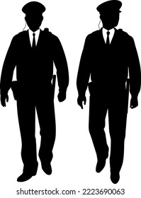 Silhouette illustration of a police officer patrolling