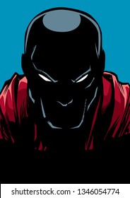 Silhouette illustration of the portrait of powerful superhero