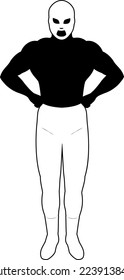 Silhouette illustration of a professional wrestler wearing a mask