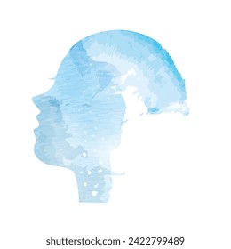 Silhouette illustration of profile in watercolor style