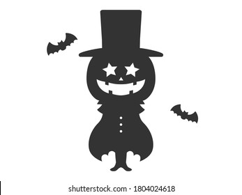 Silhouette illustration of a pumpkin ghost.