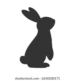 Silhueta ilustração de um coelho olhando para cima

