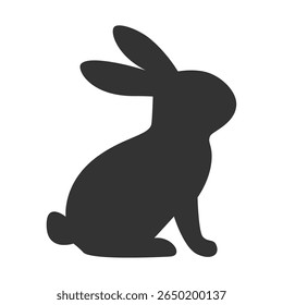 Silhueta ilustração de um coelho sentado e olhando para a frente

