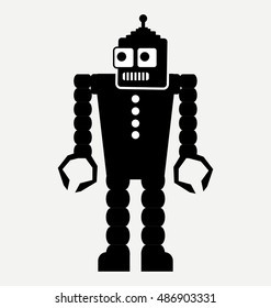 silhouette illustration of robot, vector robot icon