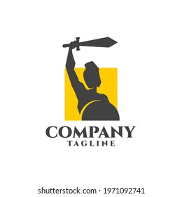 silhouette illustration of a roman warrior. Spartan logo template vector in classic style.
