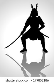 Silhouette illustration of a samurai general