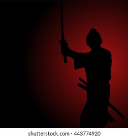 Silhouette illustration of a samurai for spirit and honor concept