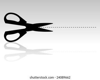 Silhouette Illustration of Scissors and Cutting Mark