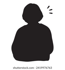 Silhouette illustration of a senior woman who noticed something :black	