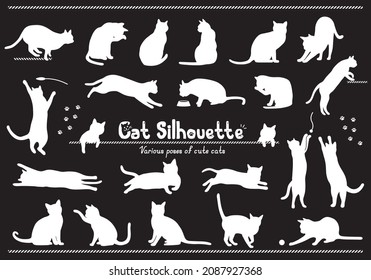 Silhouette illustration set of cats in various poses