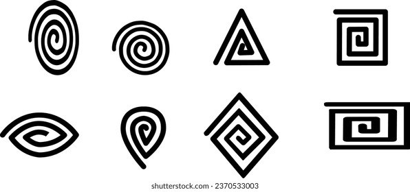 Silhouette illustration of a set of icons for basic shape design eps 10