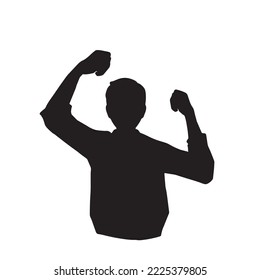 Silhouette illustration set of a man raising his fist in the air to make a statement
