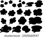 Silhouette illustration set of steam effects and cloud shaped speech bubbles