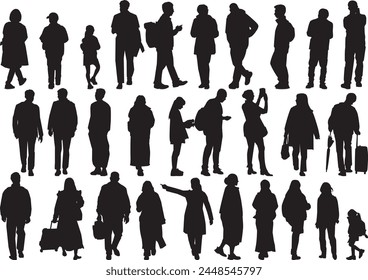 Silhouette illustration set of various people of all ages and genders