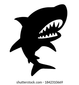 Silhouette illustration of a shark. Vector illustration on a white background.