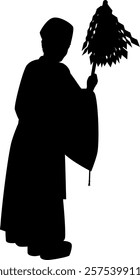 Silhouette illustration of a Shinto priest praying