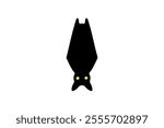 Silhouette illustration of a simple upside-down black bat.