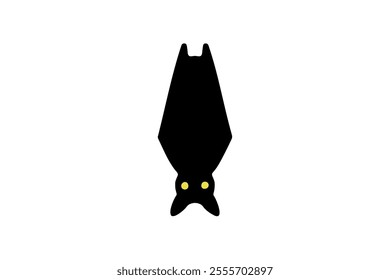 Silhouette illustration of a simple upside-down black bat.