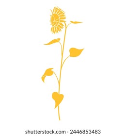 Silhouette illustration of a single sunflower, sideways sunflower icon