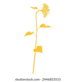 Silhouette illustration of a single sunflower, sideways sunflower, icon