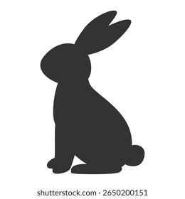 Silhouette illustration of a sitting rabbit with upright ears

