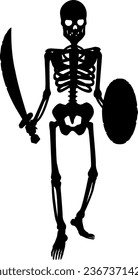 Silhouette illustration of a skeleton warrior with a sword