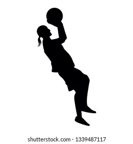 silhouette illustration of someone playing basketball