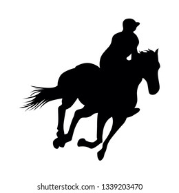 silhouette illustration of someone riding a horse